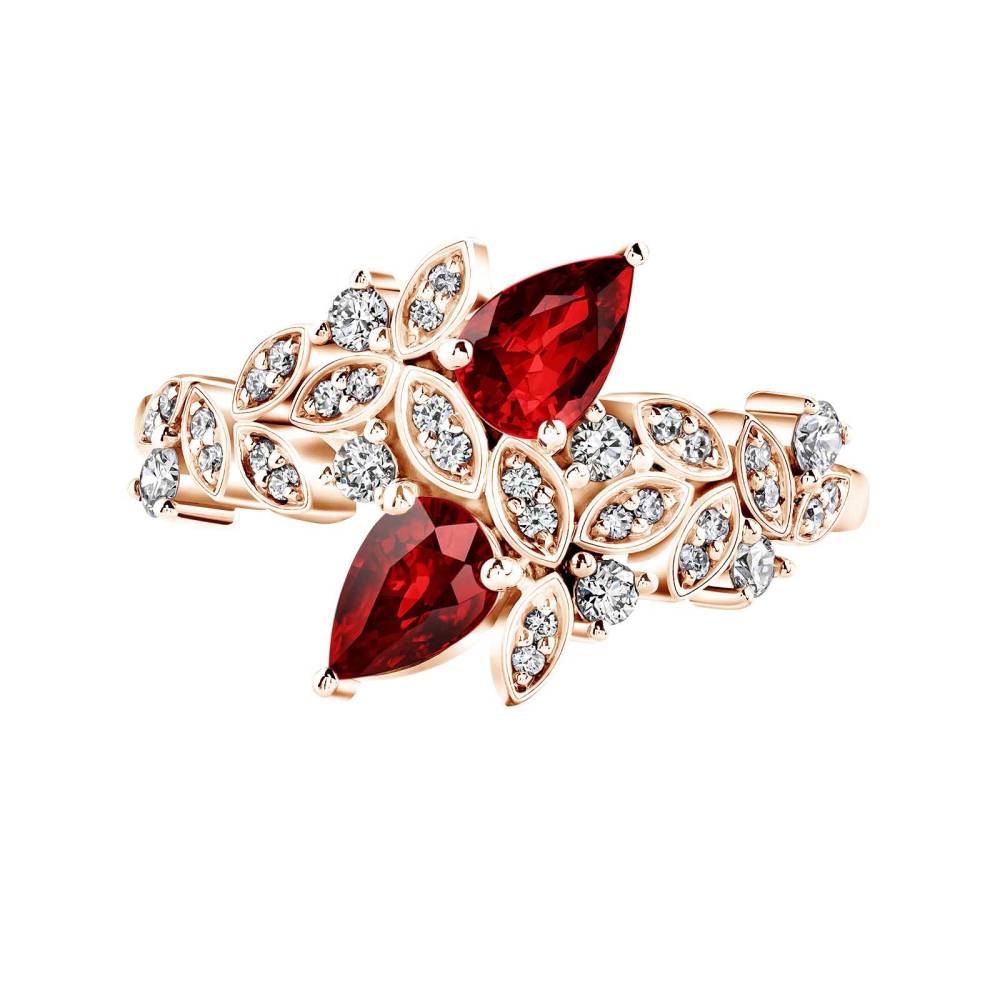 Ring Rose gold Garnet and diamonds EverBloom Toi & Moi 2