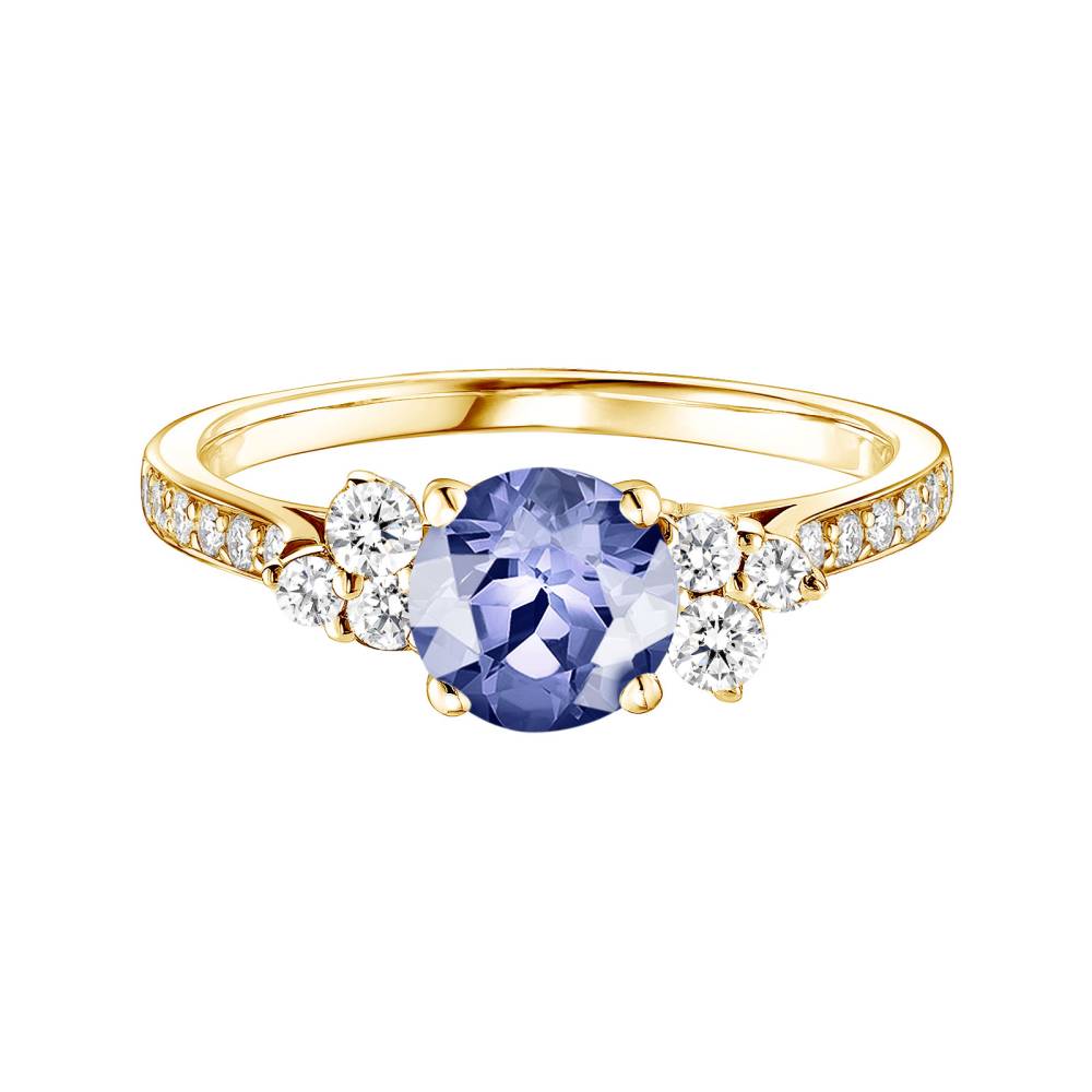 Ring Gelbgold Tansanit und diamanten Baby EverBloom 6 mm Pavée 2