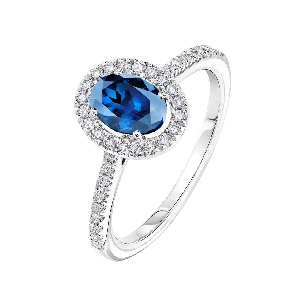 Ring White gold Sapphire and diamonds Rétromantique Ovale Pavée 2