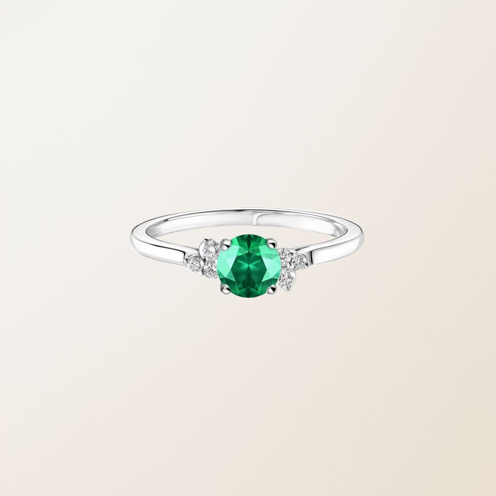 Bague Or blanc Emeraude et diamants Baby EverBloom 5 mm 2