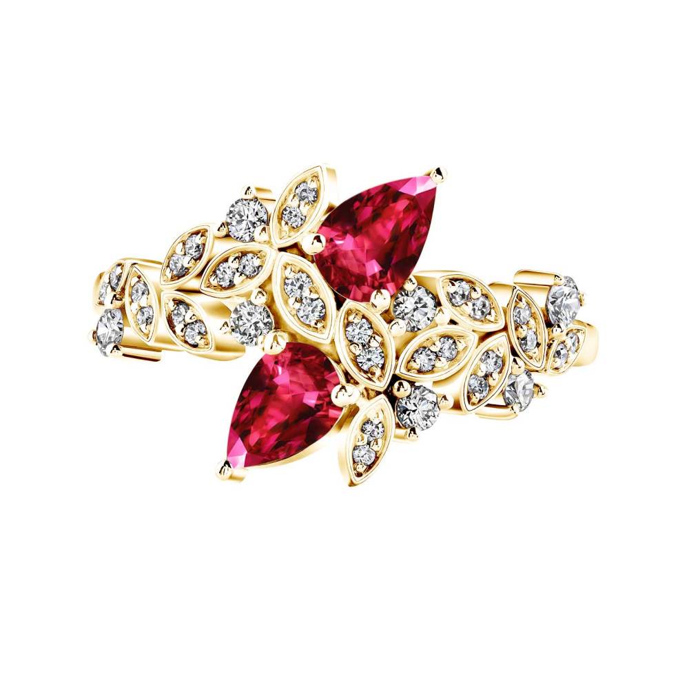 Bague Or jaune Rubis et diamants EverBloom Toi & Moi 2