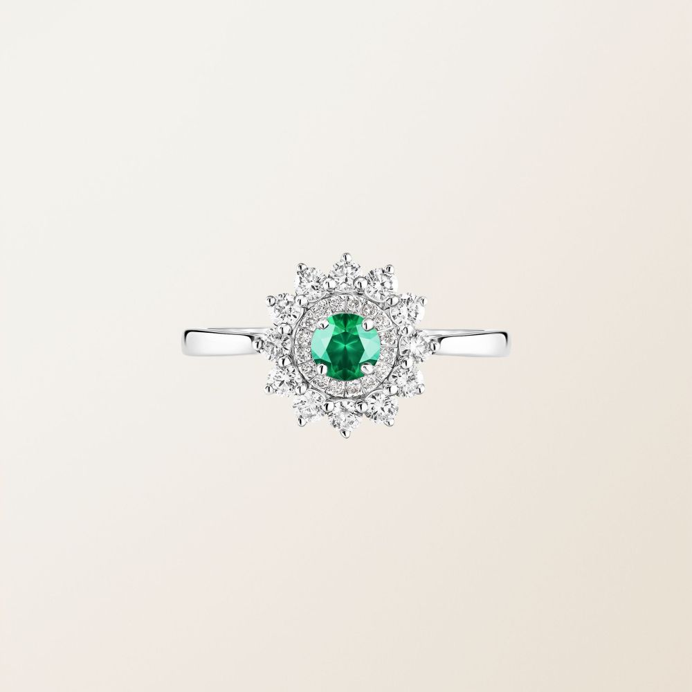 Bague Or blanc Emeraude Lefkos 4 mm 2