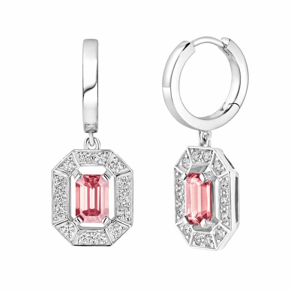 Earrings White gold Tourmaline and diamonds Art Déco 2