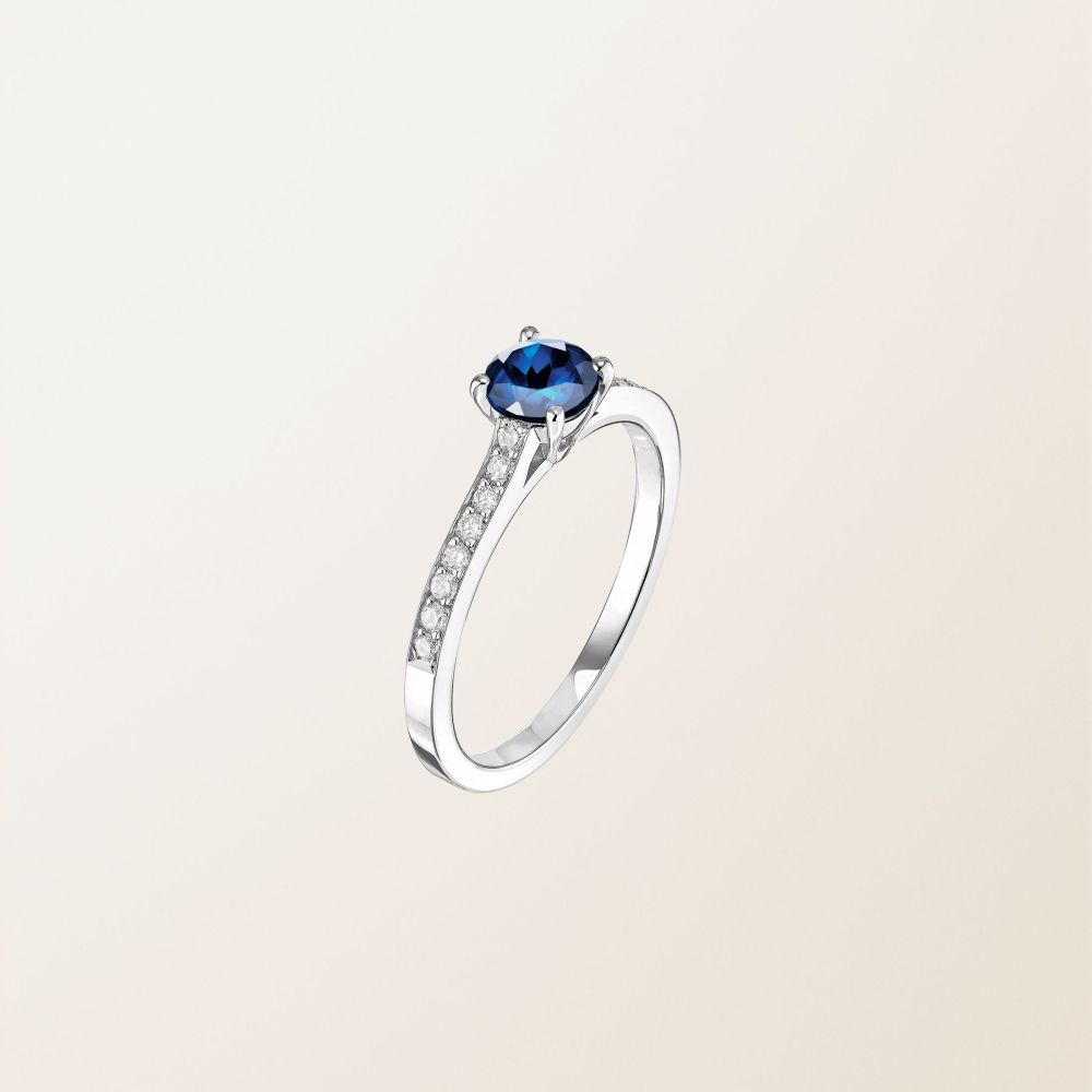 Ring Platinum Sapphire and diamonds Little Lady Pavée 2