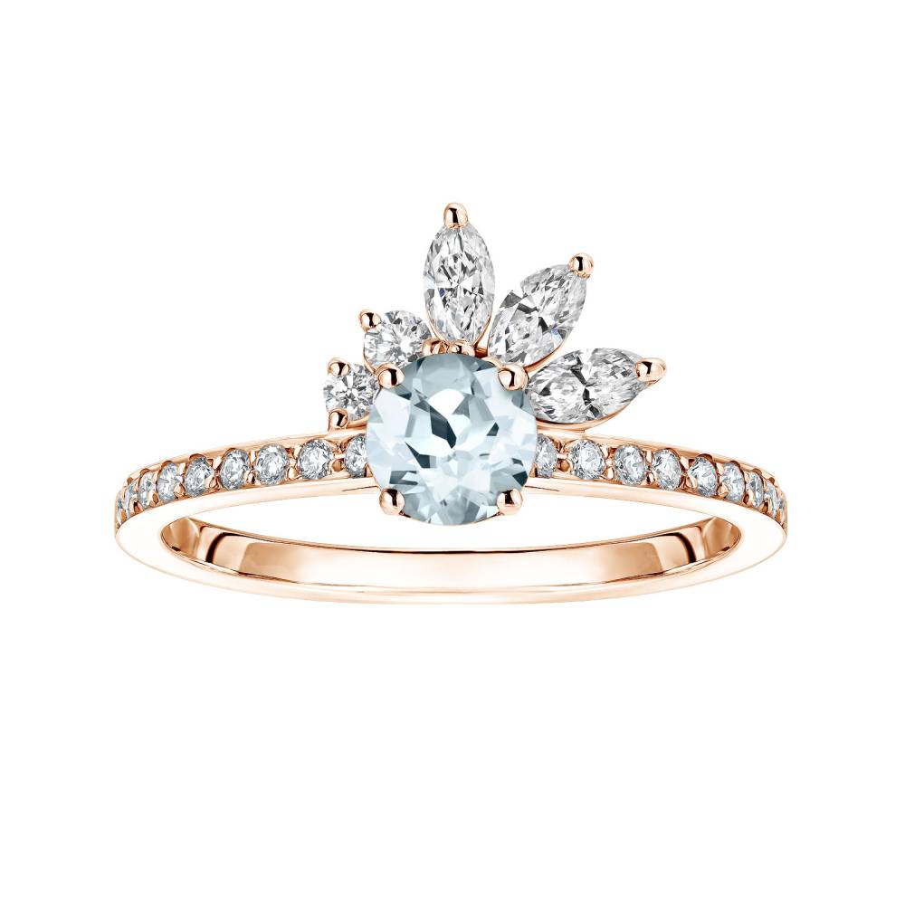 Ring Rose gold Aquamarine and diamonds Little EverBloom Pavée 2