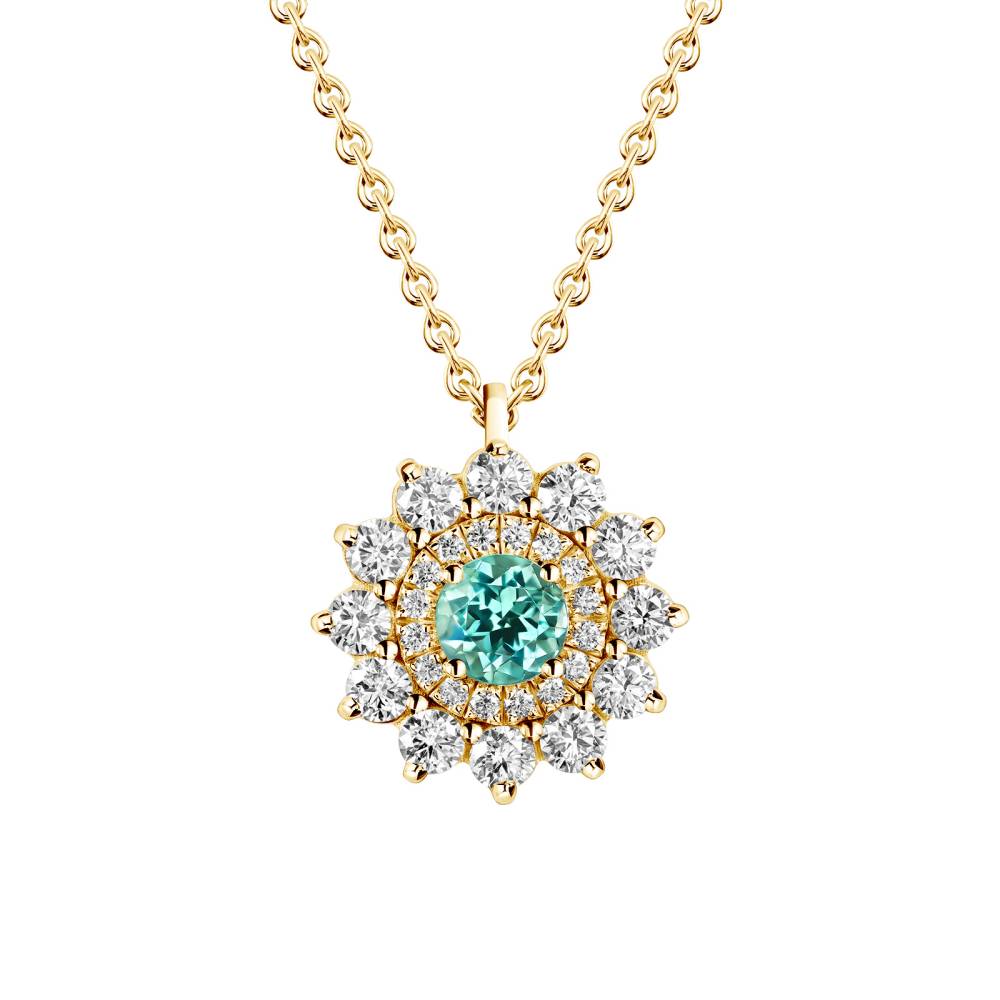 Pendentif Or jaune Tourmaline Mint et diamants Lefkos 2