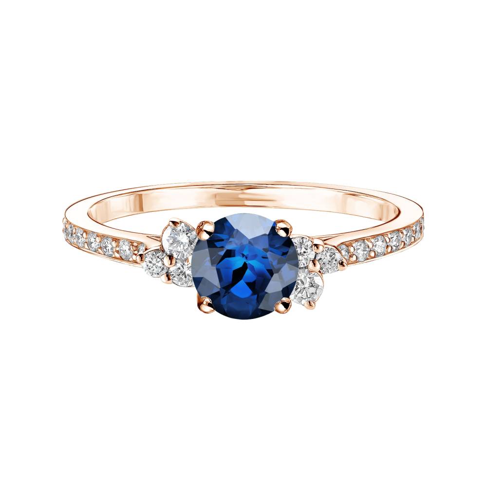 Ring Rose gold Sapphire and diamonds Baby EverBloom 5 mm Pavée 2