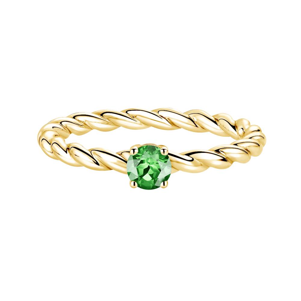 Bague Or jaune Tsavorite et diamants Capucine 4 mm 2