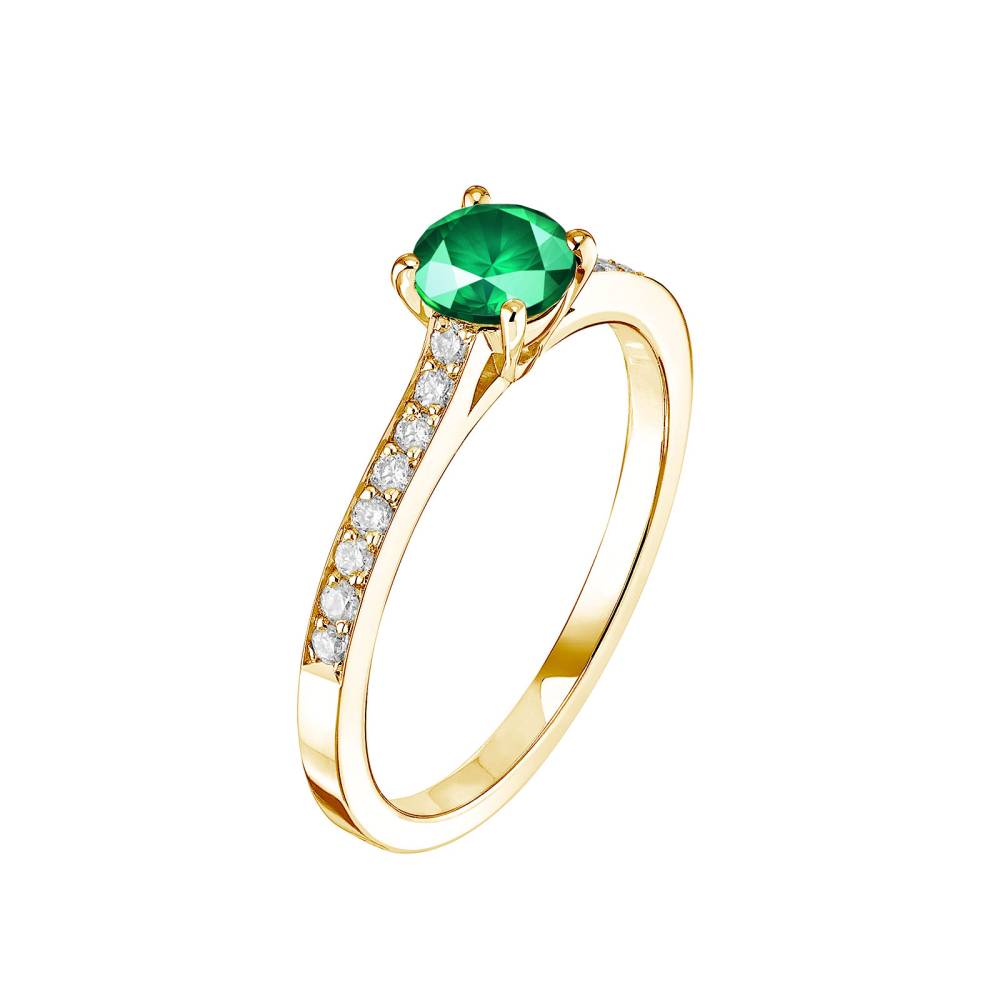 Ring Gelbgold Smaragd und diamanten Little Lady Pavée 2