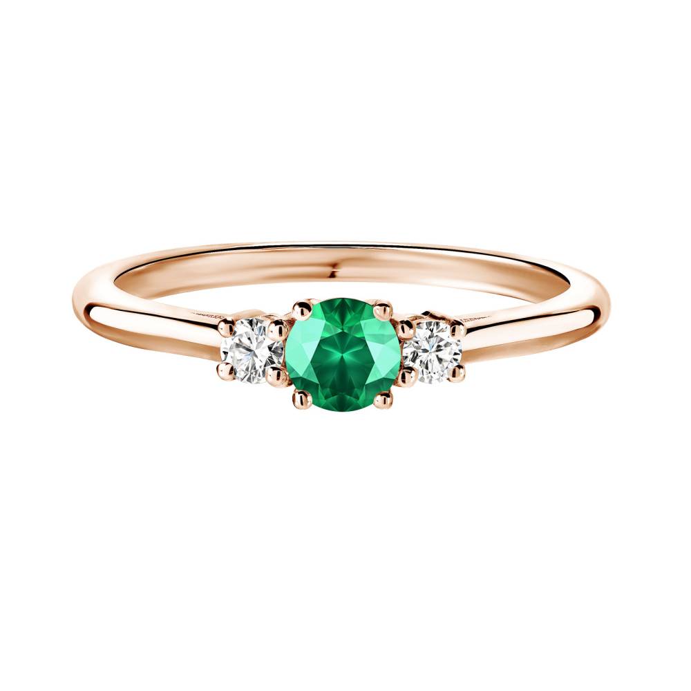 Ring Rose gold Emerald and diamonds Baby Lady Duo 2