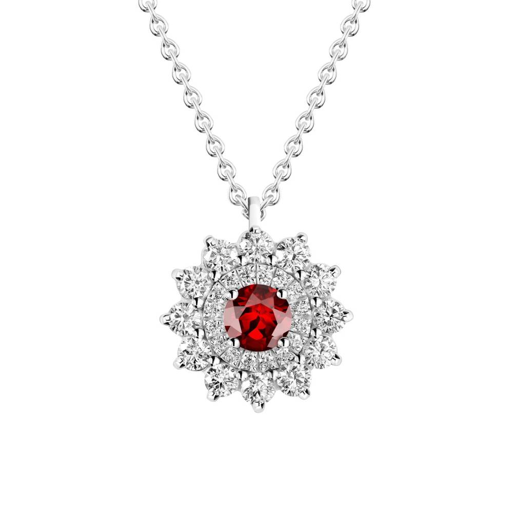 Pendant White gold Garnet and diamonds Lefkos 2