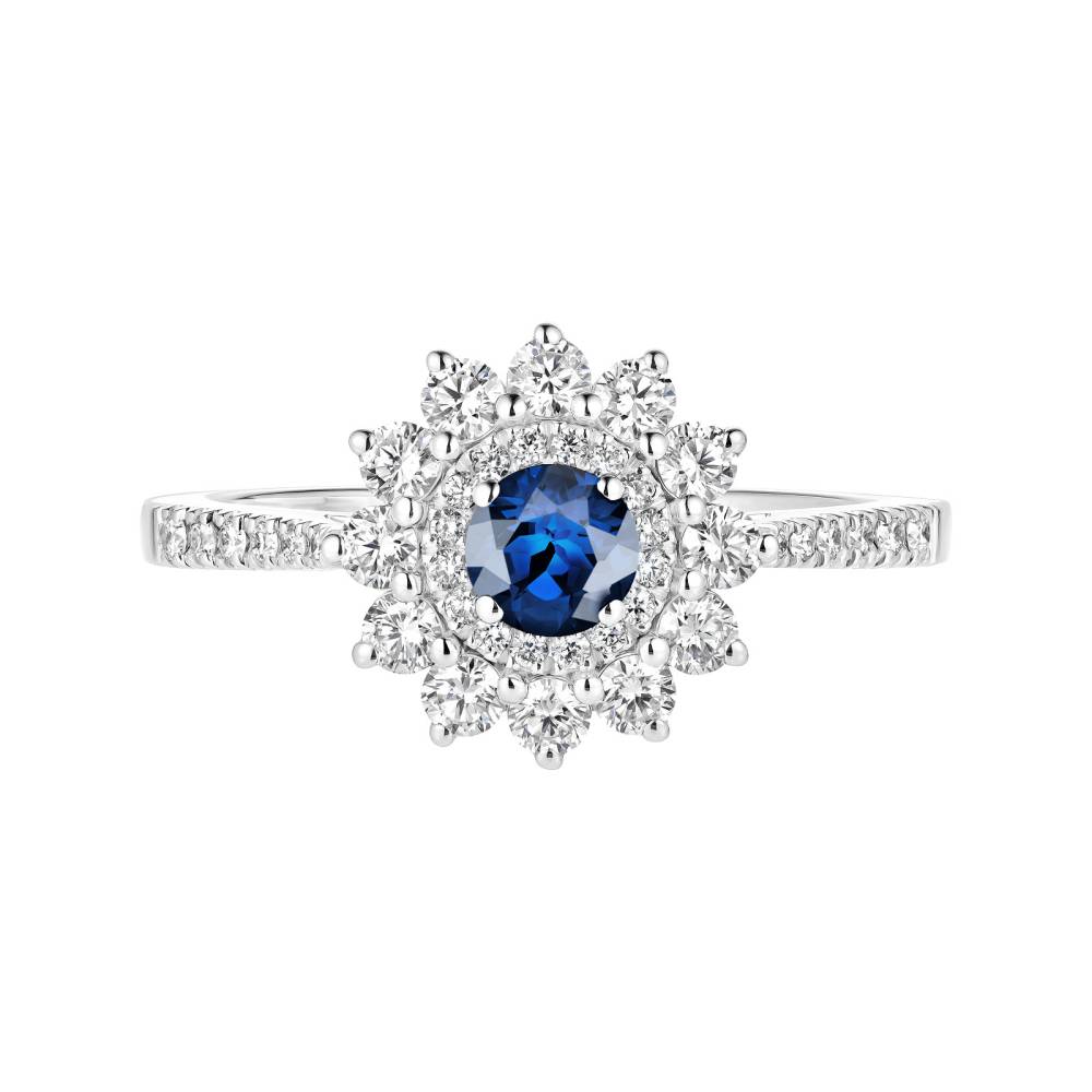 Ring White gold Sapphire and diamonds Lefkos 4 mm Pavée 2