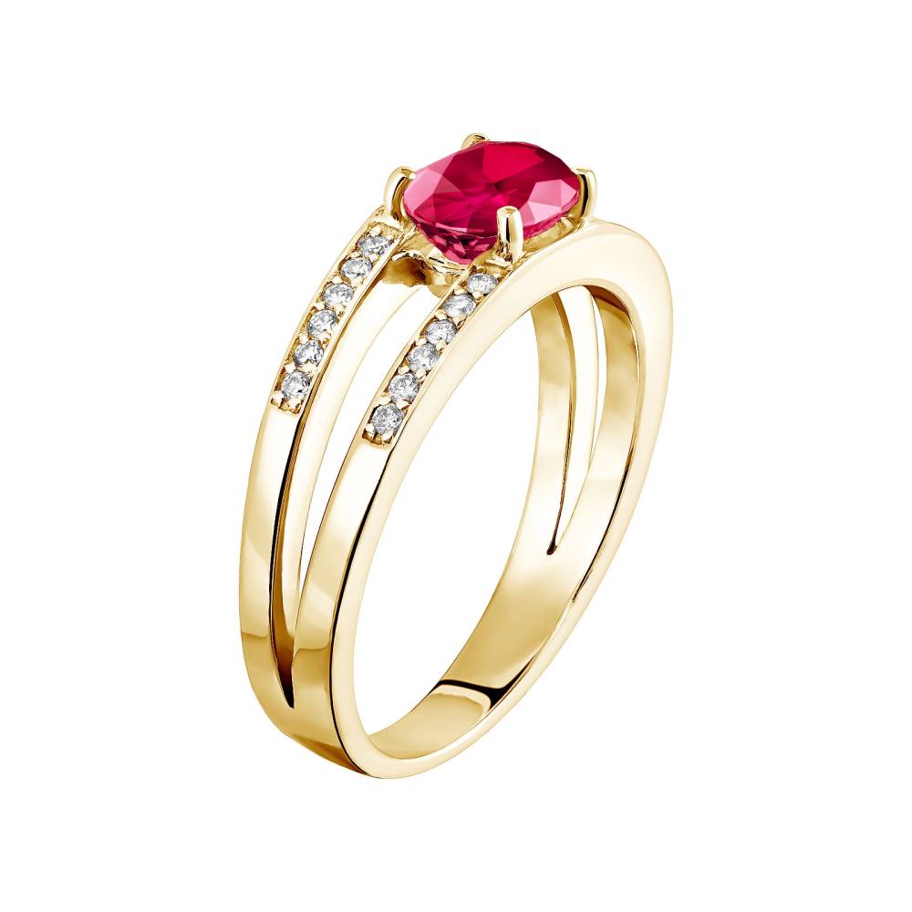 Ring Yellow gold Ruby and diamonds Cassandra 3