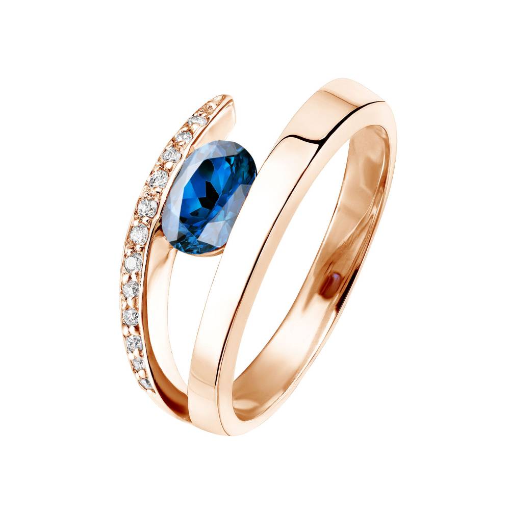 Ring Rose gold Sapphire and diamonds Ananta 2