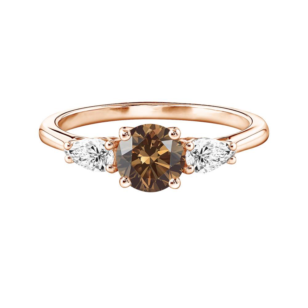 Ring Rose gold Chocolate Diamond and diamonds Lady Duo de Poires 2