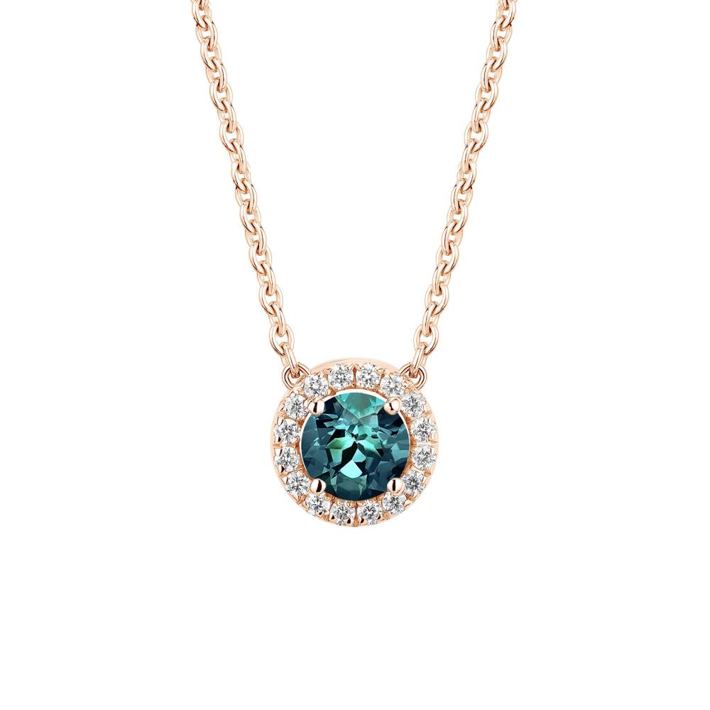 Pendentif Or rose Saphir Teal et diamants Rétromantique S 2