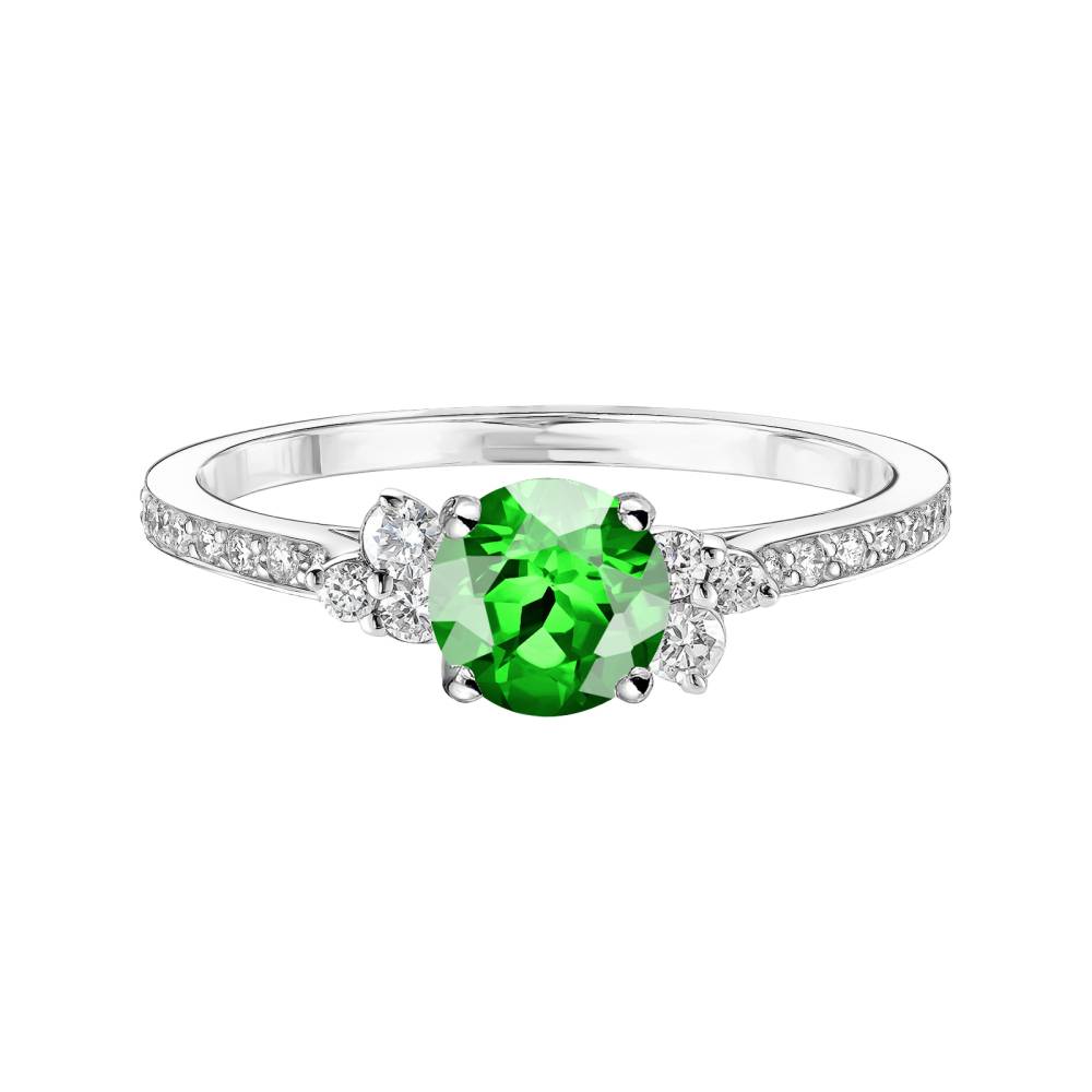 Bague Or blanc Tsavorite et diamants Baby EverBloom 5 mm Pavée 2