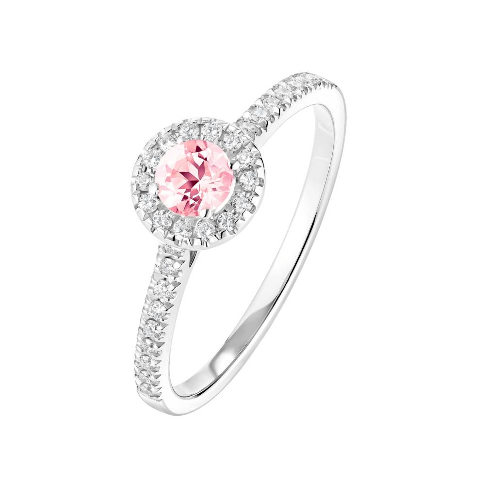 Bague Or blanc Tourmaline et diamants Rétromantique S Pavée 2