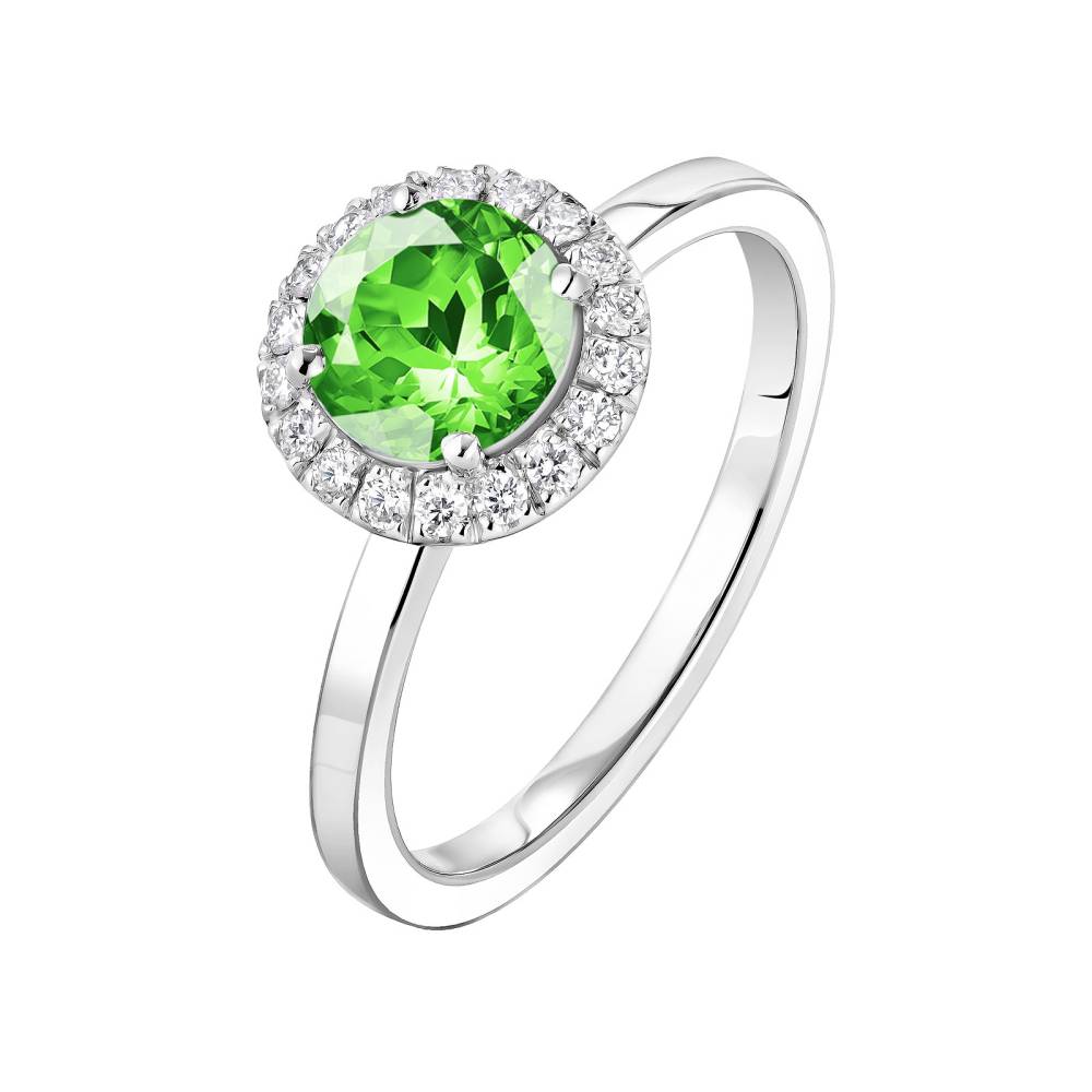 Ring Platinum Tsavorite and diamonds Rétromantique L 2