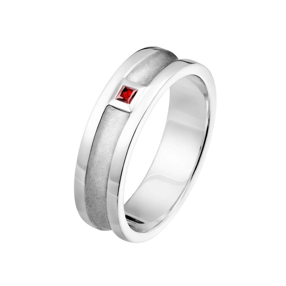 Bague Or blanc Grenat Minotaure 2