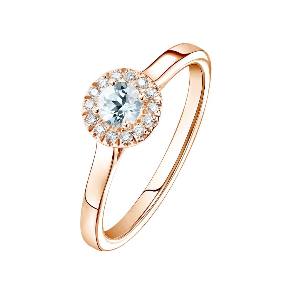 Ring Rose gold Aquamarine and diamonds Rétromantique S 2