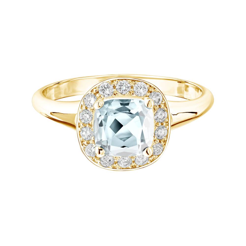 Ring Gelbgold Aquamarin und diamanten Mada 2