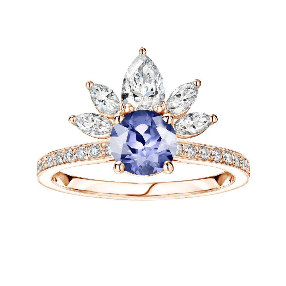 Bague Or rose Tanzanite et diamants EverBloom Pavée 2