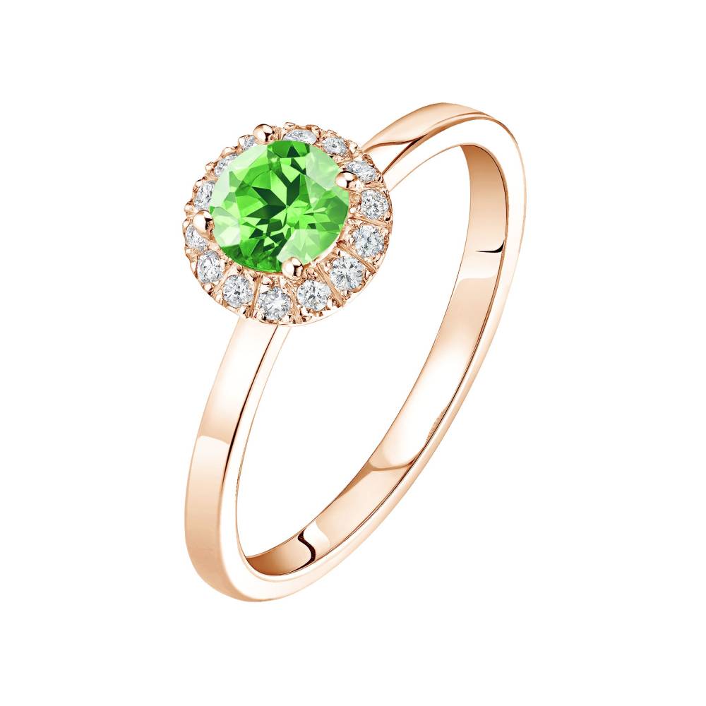 Bague Or rose Tsavorite et diamants Rétromantique M 2