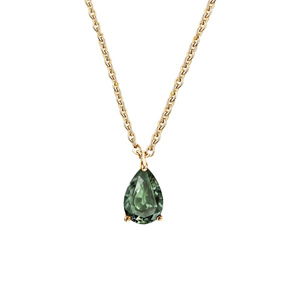 Pendentif Or jaune Saphir Vert et diamants Lady Poire S 2