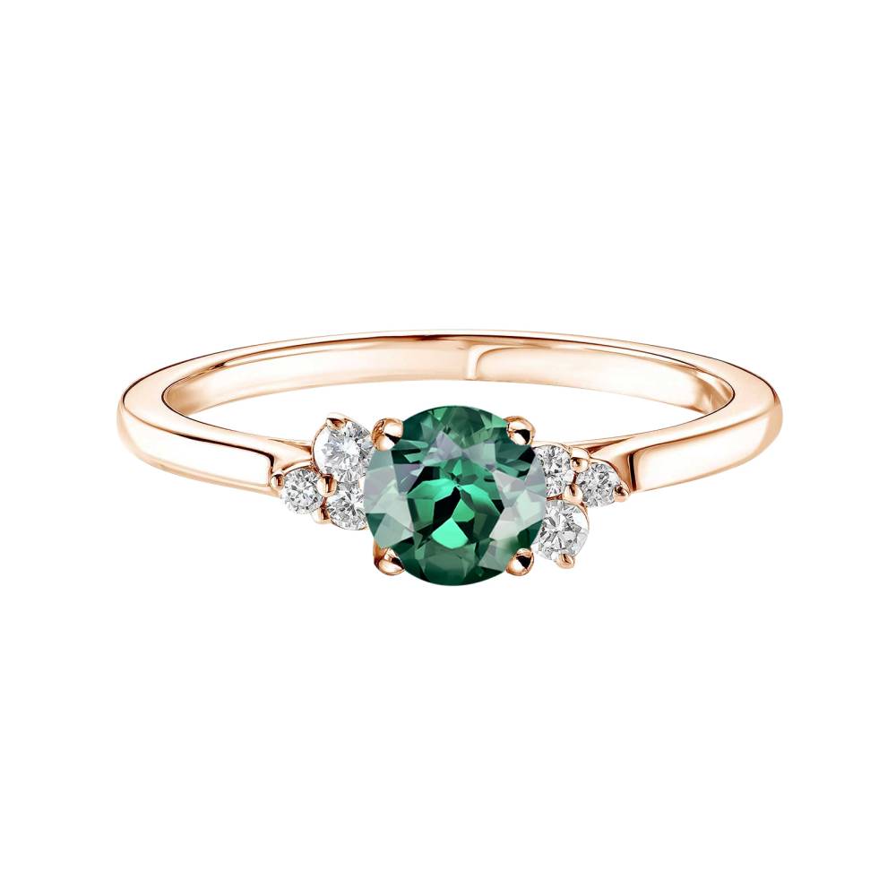 Ring Rose gold Green Tourmaline and diamonds Baby EverBloom 5 mm 2