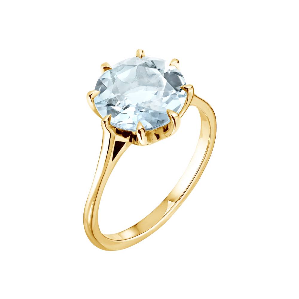 Bague Or jaune Aigue-marine Céleste 2