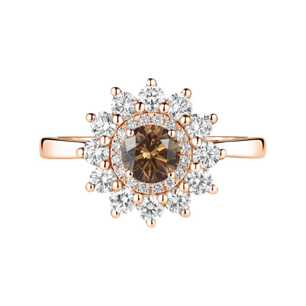 Ring Rose gold Chocolate Diamond and diamonds Lefkos 5 mm 2