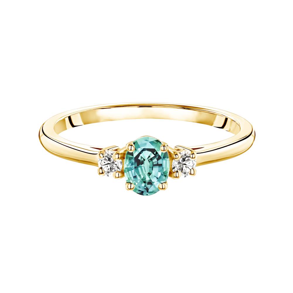 Bague Or jaune Tourmaline Mint et diamants Baby Lady Duo Ovale 2