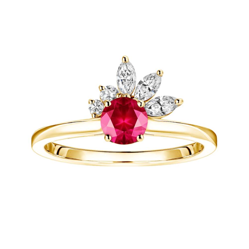 Ring Yellow gold Ruby and diamonds Little EverBloom 2