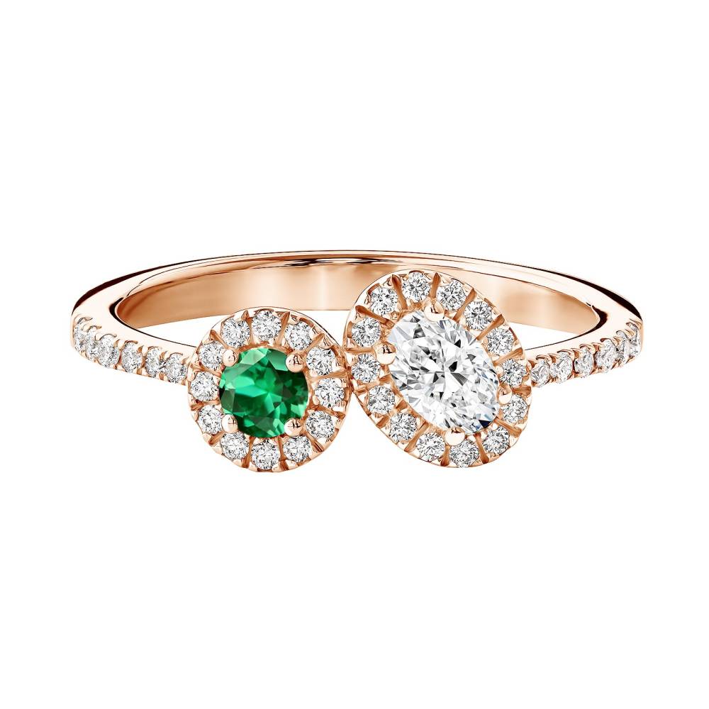 Ring Rose gold Emerald and diamonds AlterEgo Ovale 2