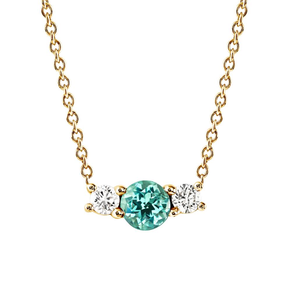 Pendentif Or jaune Tourmaline Mint et diamants Lady Duo 2