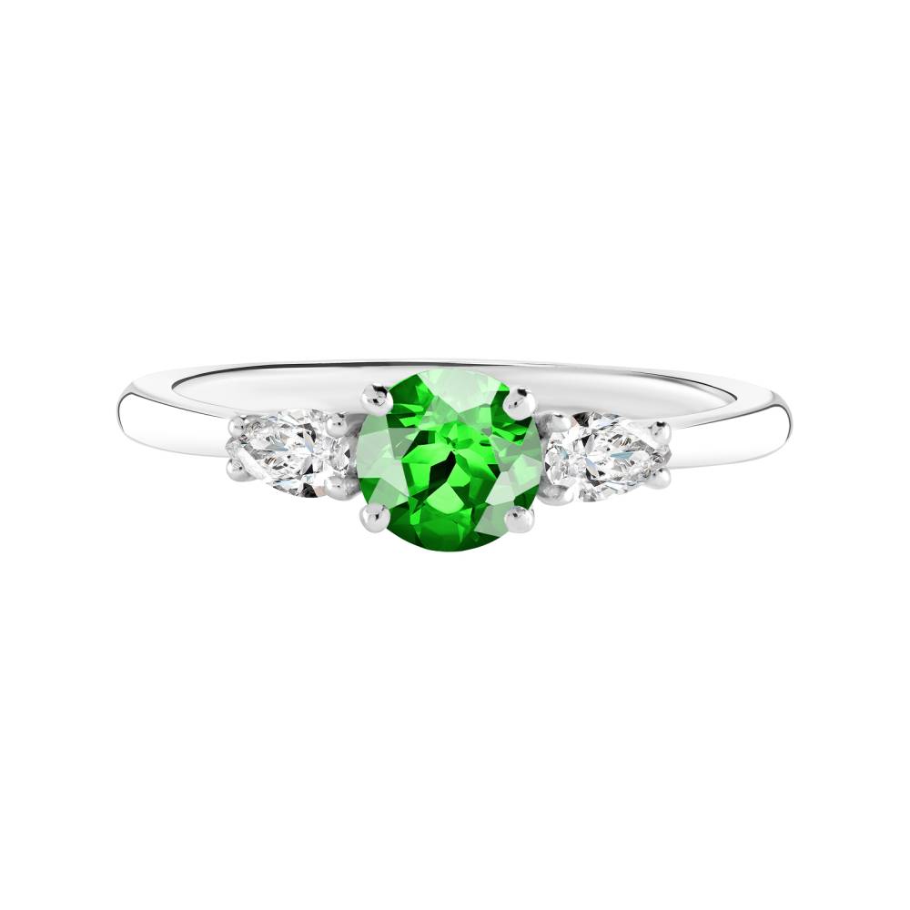 Bague Or blanc Tsavorite et diamants Little Lady Duo de Poires 2