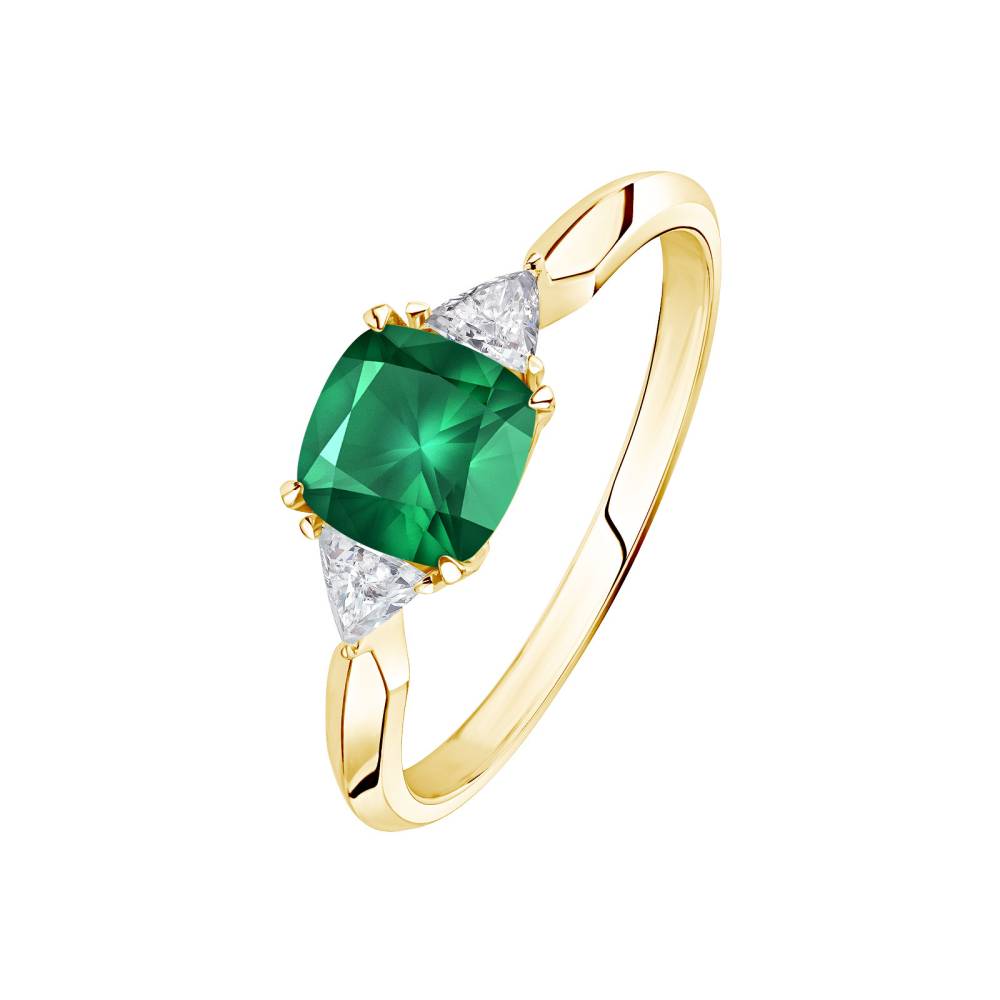 Ring Yellow gold Emerald and diamonds Kennedy 2