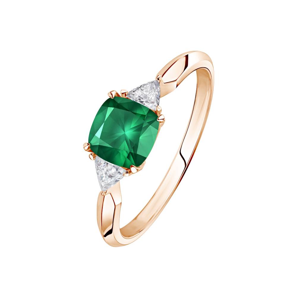 Ring Rose gold Emerald and diamonds Kennedy 2