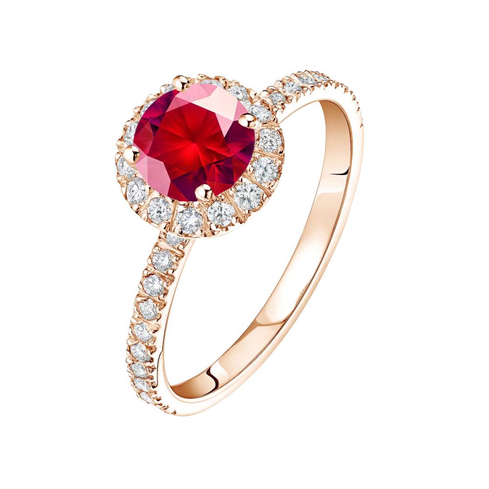 Ring Rose gold Ruby and diamonds Rétromantique L Pavée 2