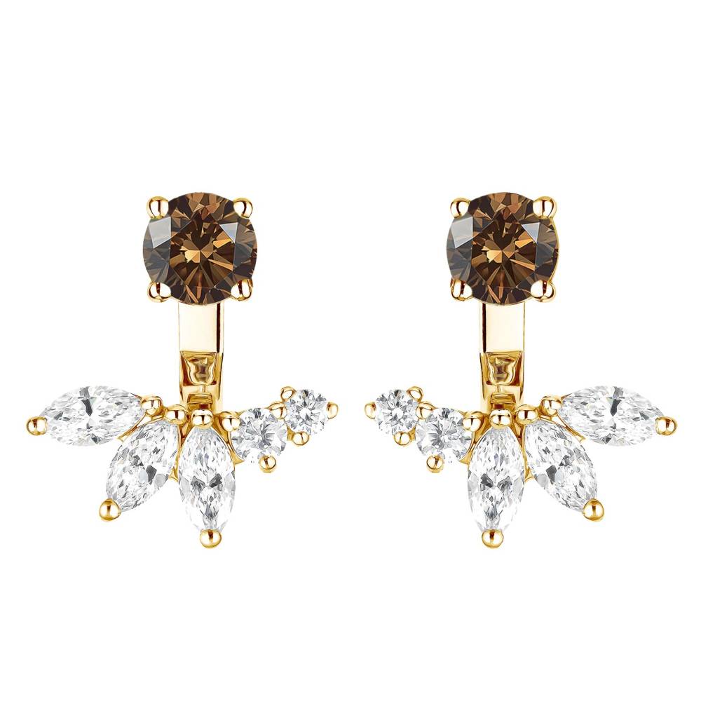Boucles d'oreilles Or jaune Diamant Chocolat et diamants EverBloom Symétriques 2