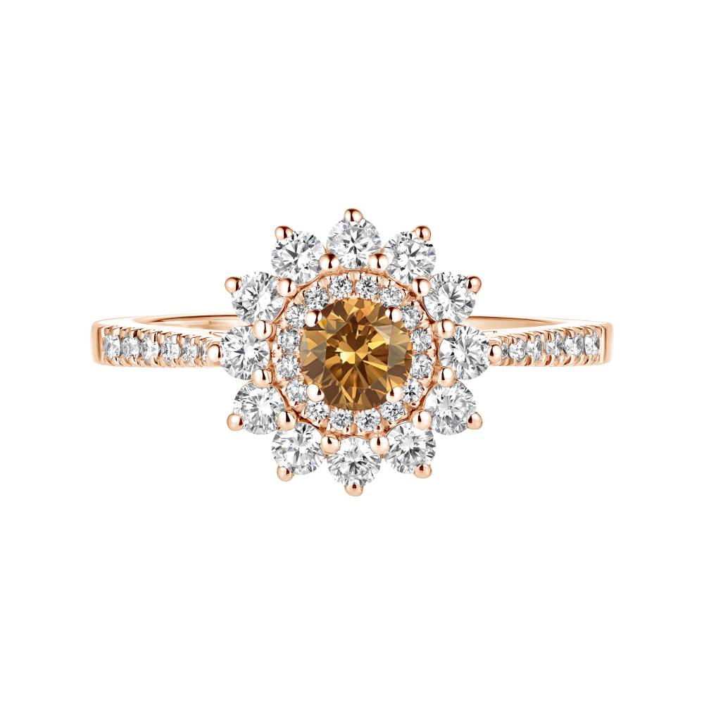 Ring Roségold Cognac-Diamant und diamanten Lefkos 4 mm Pavée 2