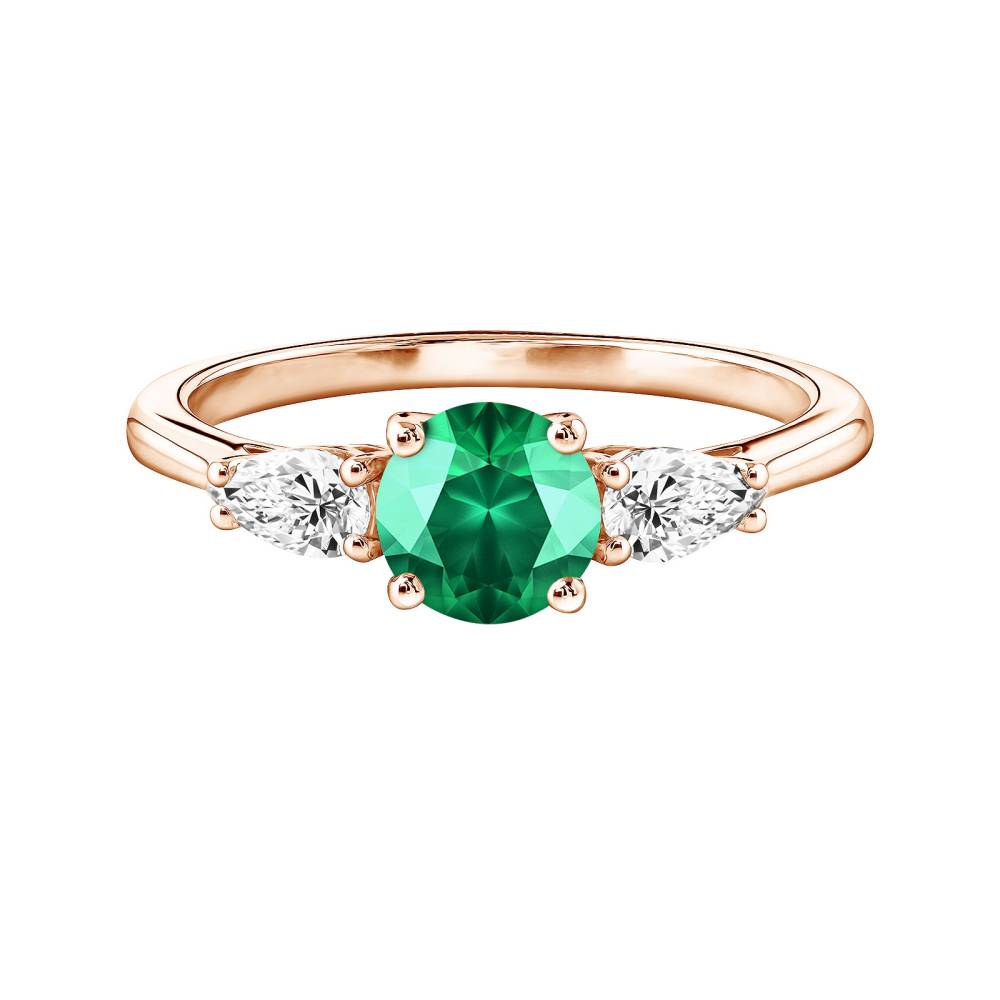 Ring Rose gold Emerald and diamonds Lady Duo de Poires 2