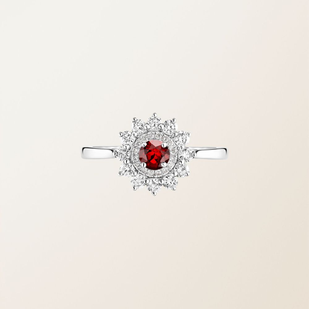 Bague Or blanc Grenat Lefkos 4 mm 2