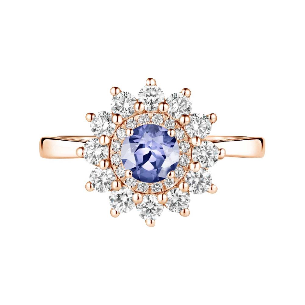 Ring Rose gold Tanzanite and diamonds Lefkos 5 mm 2