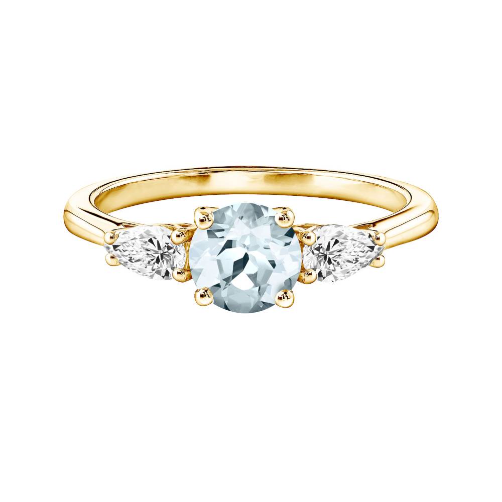 Ring Gelbgold Aquamarin und diamanten Lady Duo de Poires 2