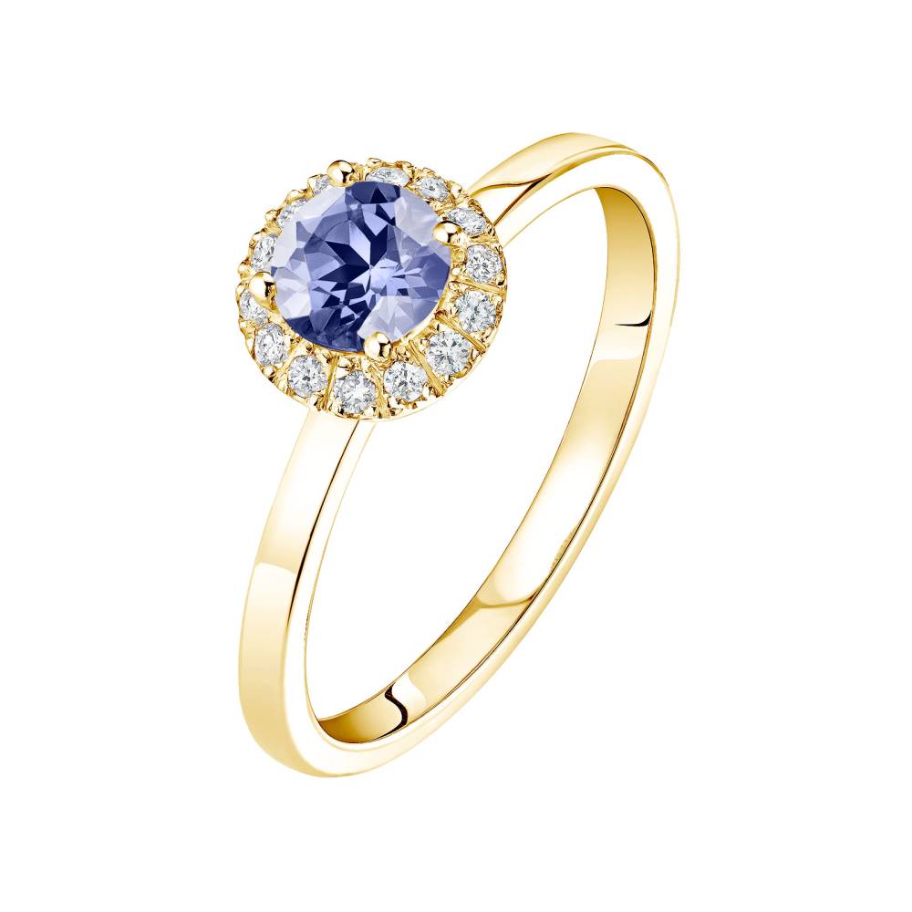 Bague Or jaune Tanzanite et diamants Rétromantique M 2