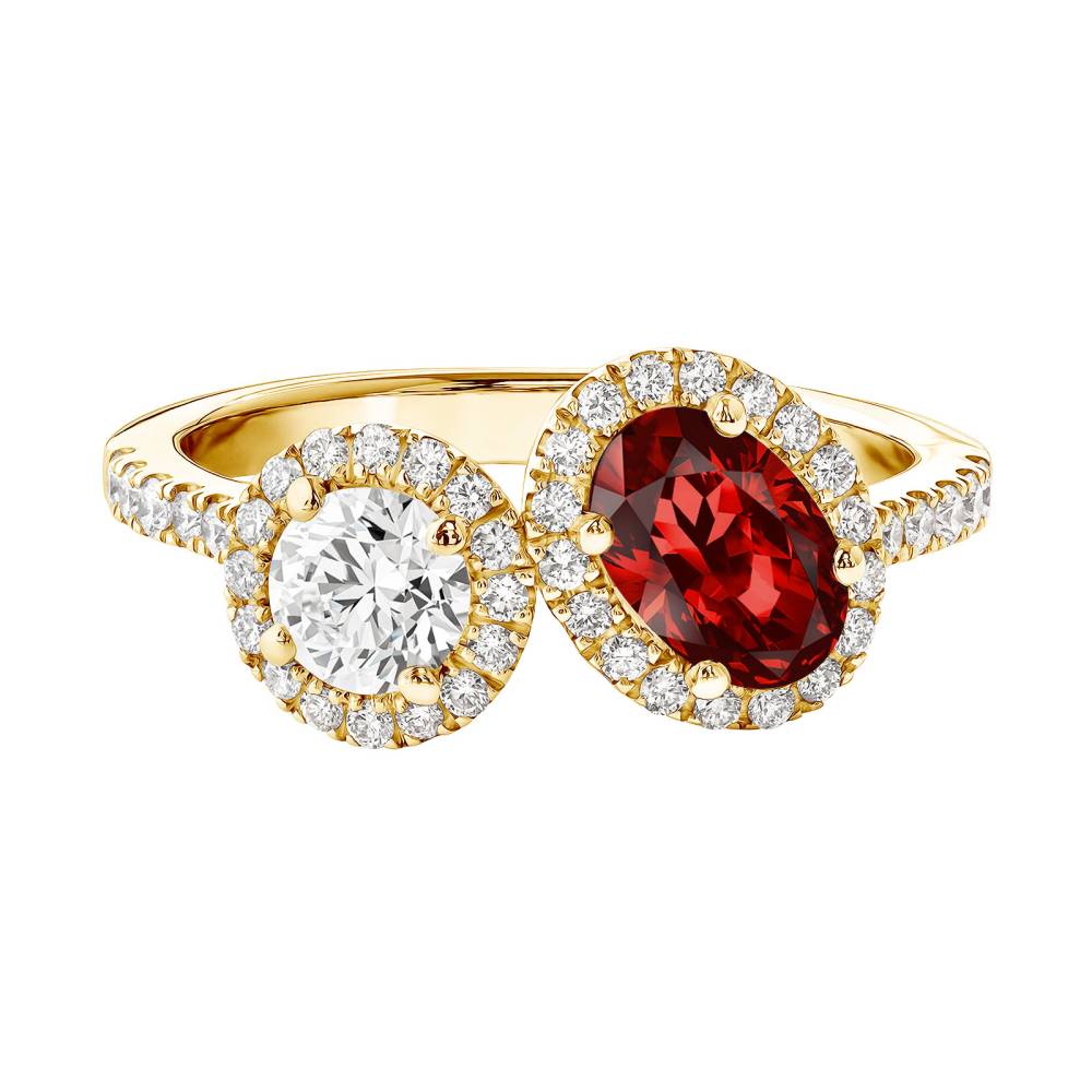 Ring Yellow gold Garnet and diamonds AlterEgo Ovale L 2