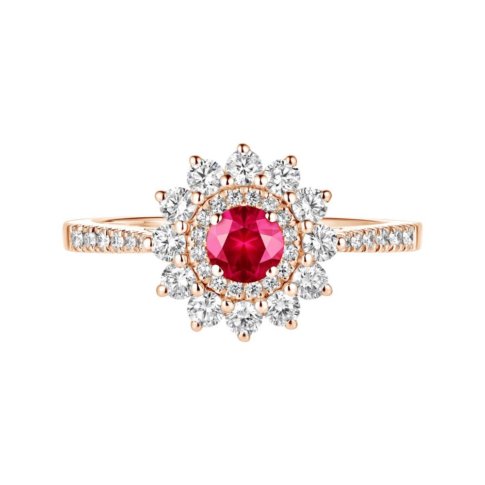 Ring Roségold Rubin und diamanten Lefkos 4 mm Pavée 2