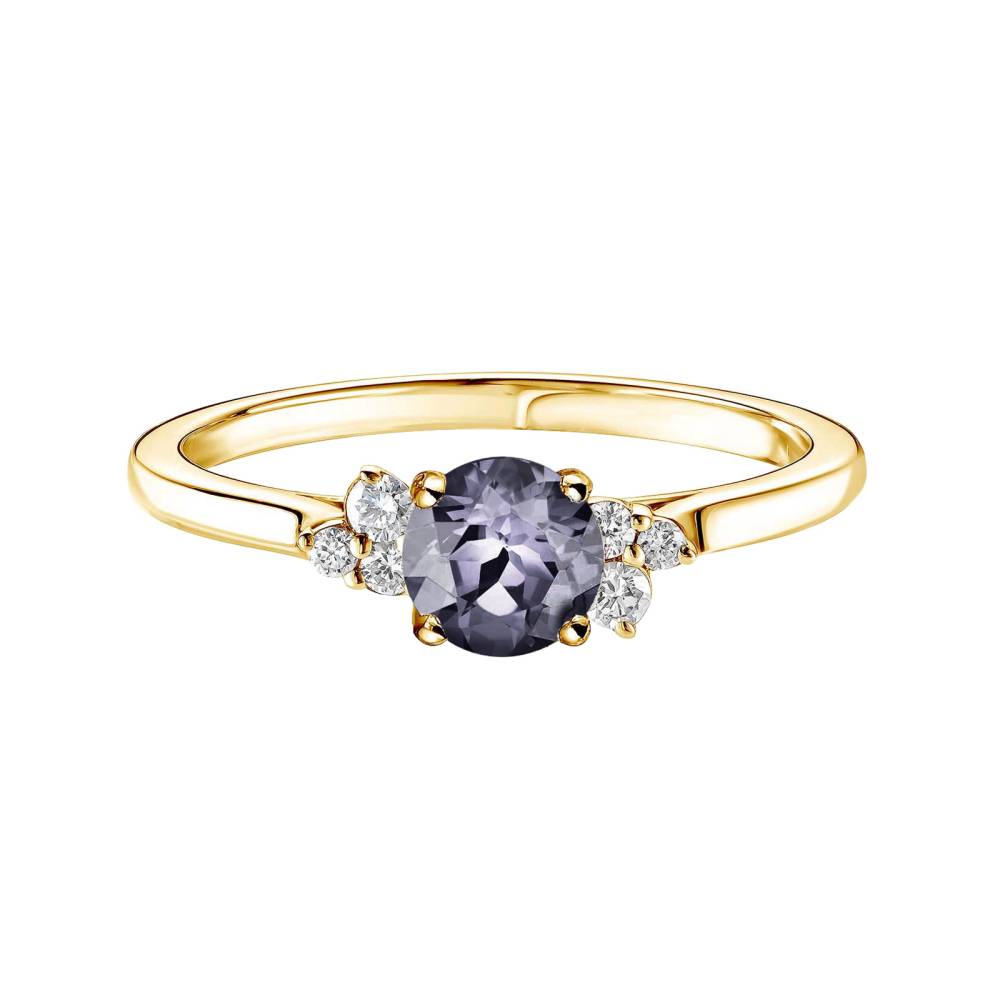 Ring Yellow gold Grey Spinel and diamonds Baby EverBloom 5 mm 2